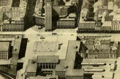 Plan de reconstruction de la place de la gare par l'architecte Dufau (1942) © Archives municipales et communautaire d'Amiens_13Fi1236