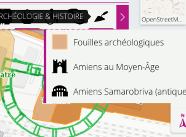 Voilà où trouver les couches archéologiques sur la carte interactive © SIG / Amiens Métropole
